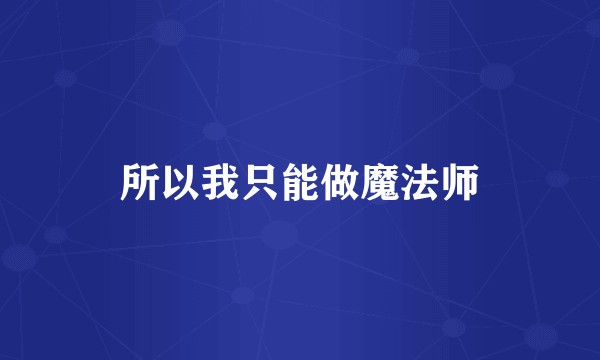 所以我只能做魔法师