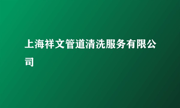上海祥文管道清洗服务有限公司