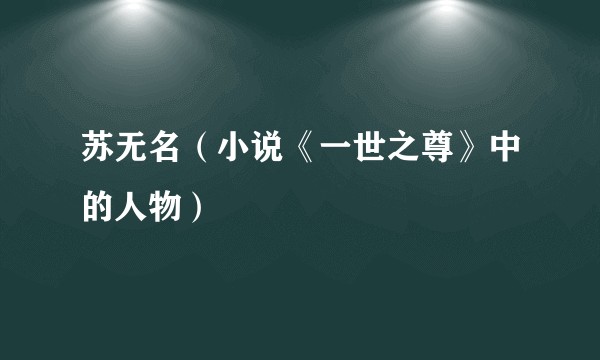 苏无名（小说《一世之尊》中的人物）