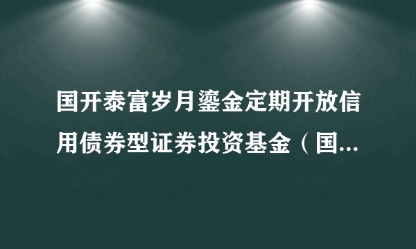 国开泰富岁月鎏金定期开放信用债券型证券投资基金（国开岁月鎏金定开信用债C）