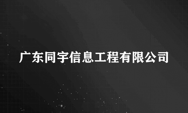 广东同宇信息工程有限公司