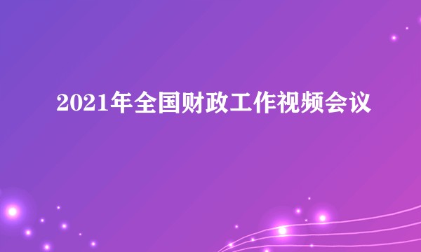 2021年全国财政工作视频会议