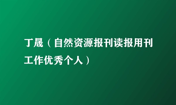 丁晟（自然资源报刊读报用刊工作优秀个人）
