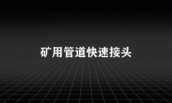 矿用管道快速接头