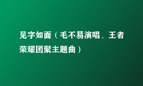 见字如面（毛不易演唱、王者荣耀团聚主题曲）