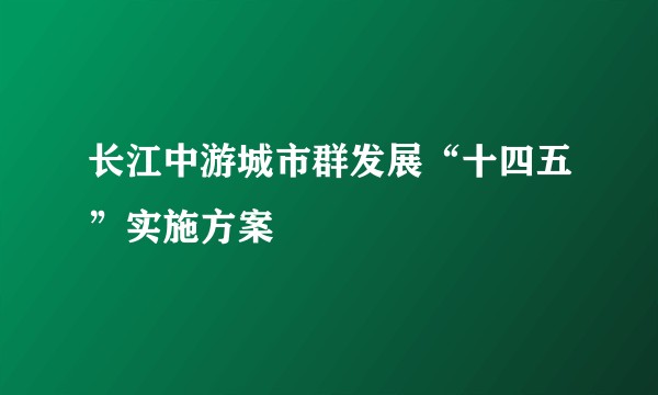 长江中游城市群发展“十四五”实施方案