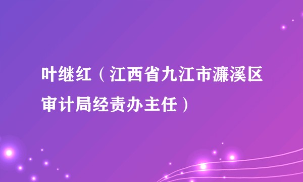 叶继红（江西省九江市濂溪区审计局经责办主任）