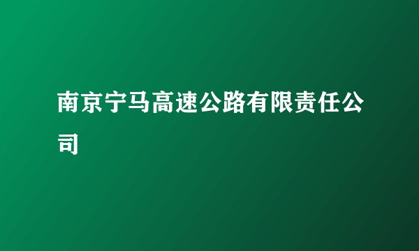 南京宁马高速公路有限责任公司