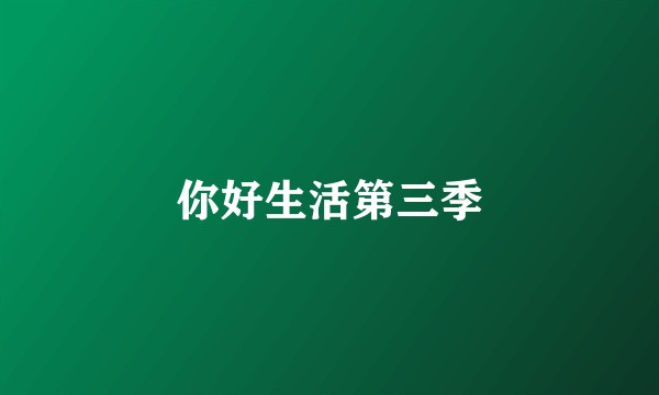 你好生活第三季