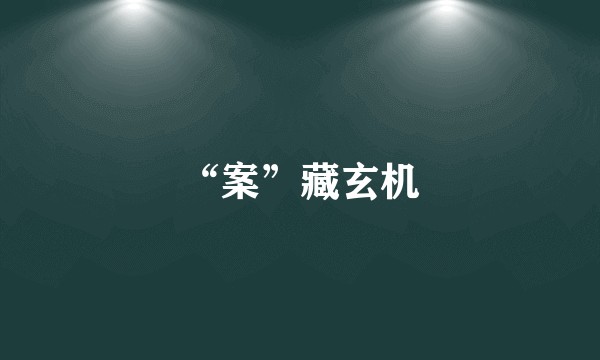“案”藏玄机