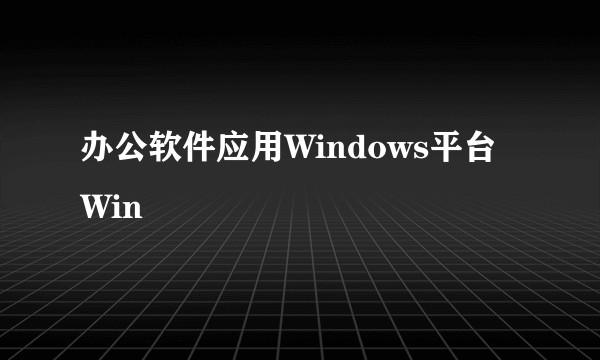 办公软件应用Windows平台Win