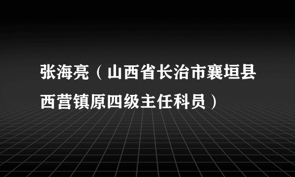 张海亮（山西省长治市襄垣县西营镇原四级主任科员）