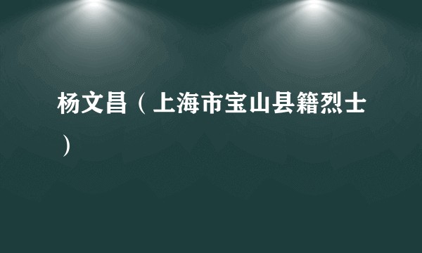杨文昌（上海市宝山县籍烈士）