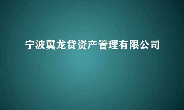 宁波翼龙贷资产管理有限公司