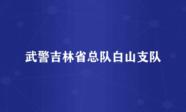 武警吉林省总队白山支队