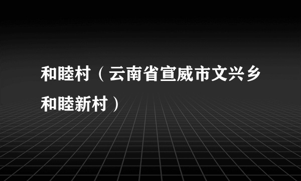 和睦村（云南省宣威市文兴乡和睦新村）