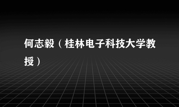 何志毅（桂林电子科技大学教授）