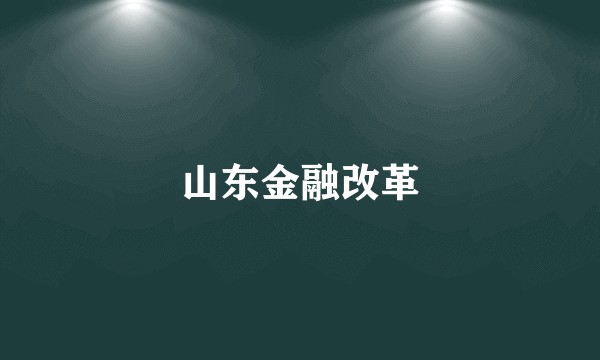 山东金融改革