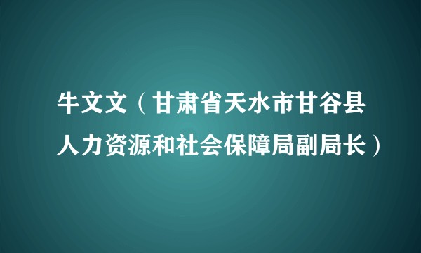 牛文文（甘肃省天水市甘谷县人力资源和社会保障局副局长）