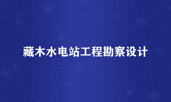 藏木水电站工程勘察设计