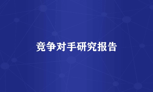 竞争对手研究报告
