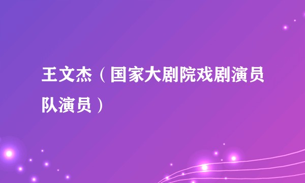 王文杰（国家大剧院戏剧演员队演员）