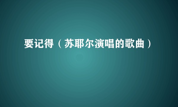 要记得（苏耶尔演唱的歌曲）