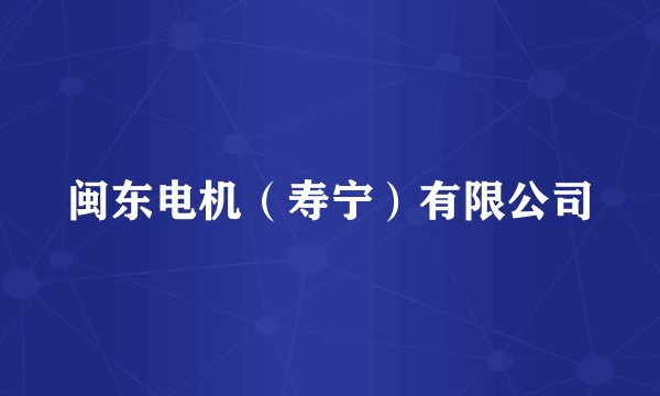 闽东电机（寿宁）有限公司