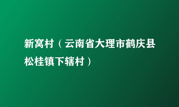 新窝村（云南省大理市鹤庆县松桂镇下辖村）