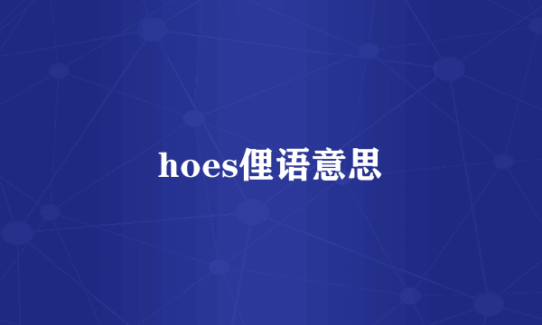 hoes俚语意思