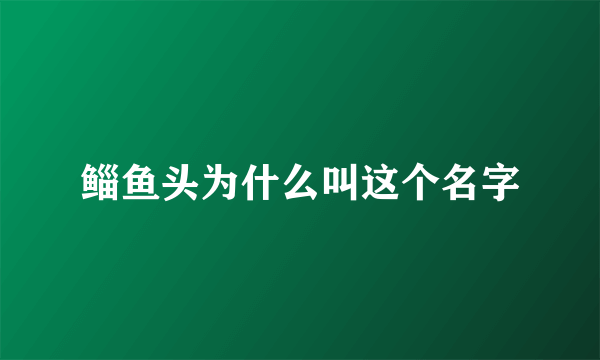 鲻鱼头为什么叫这个名字
