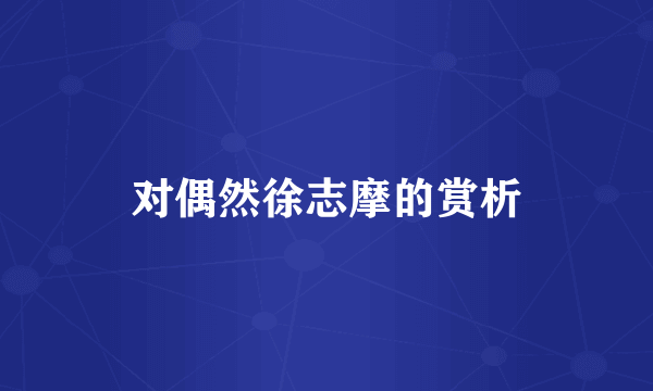 对偶然徐志摩的赏析