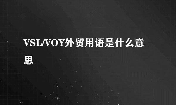 VSL/VOY外贸用语是什么意思