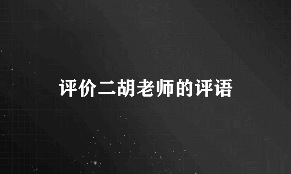 评价二胡老师的评语
