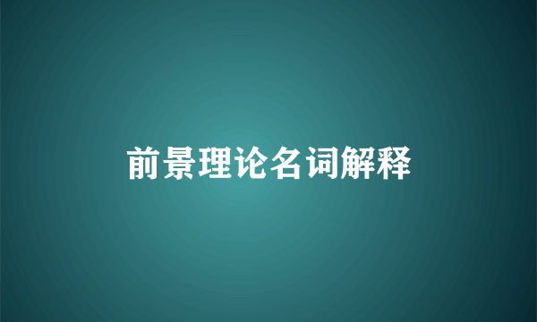 前景理论名词解释