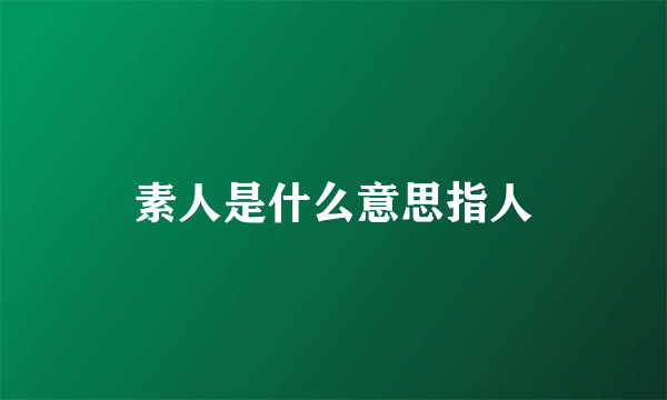 素人是什么意思指人