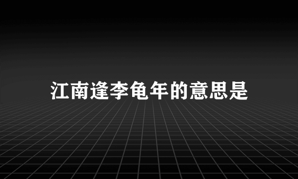 江南逢李龟年的意思是