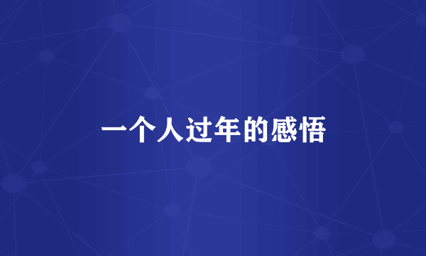 一个人过年的感悟