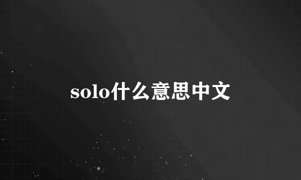 solo什么意思中文