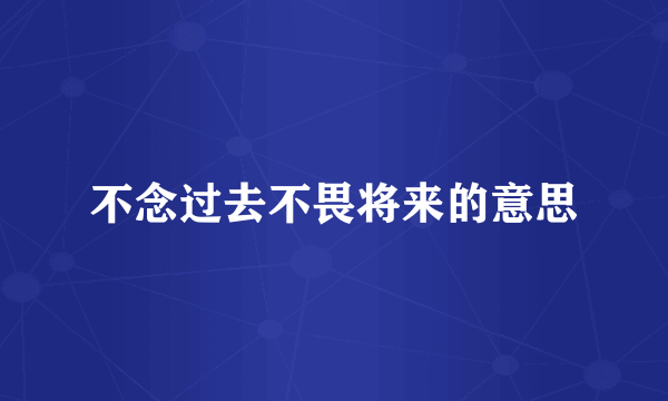 不念过去不畏将来的意思