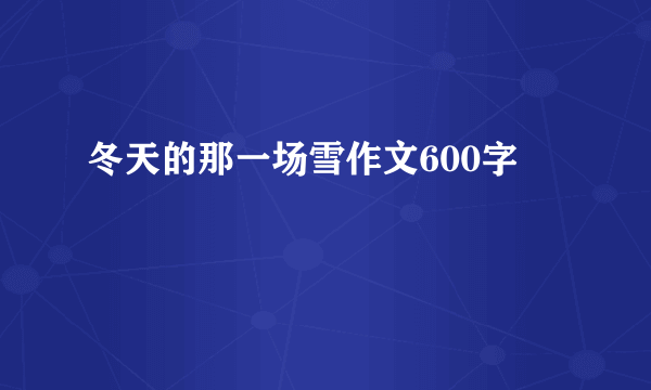 冬天的那一场雪作文600字
