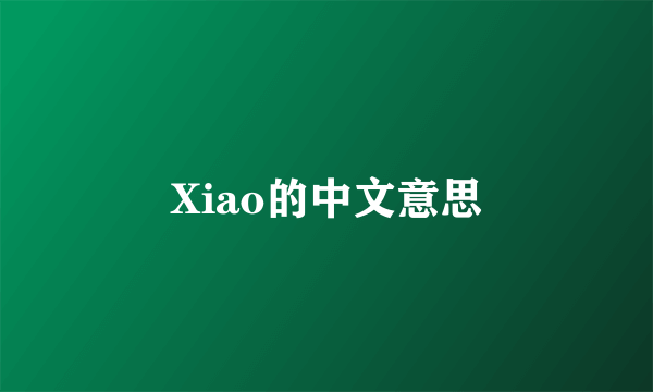 Xiao的中文意思