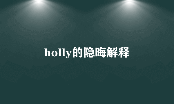 holly的隐晦解释