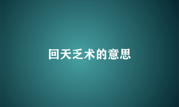 回天乏术的意思