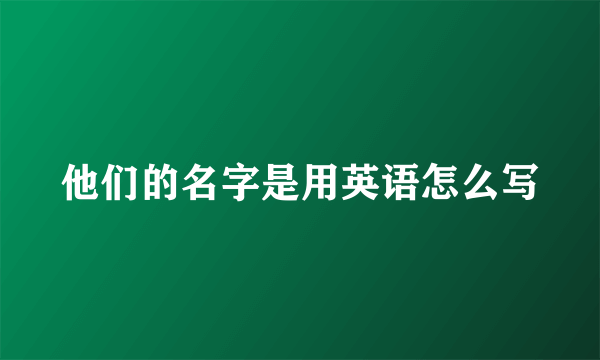 他们的名字是用英语怎么写