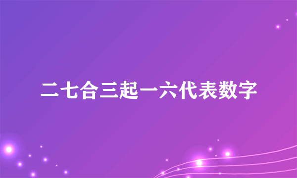 二七合三起一六代表数字