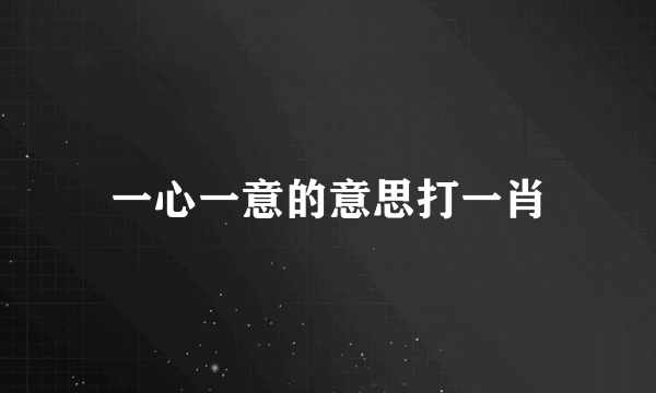 一心一意的意思打一肖