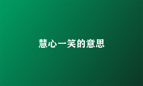 慧心一笑的意思