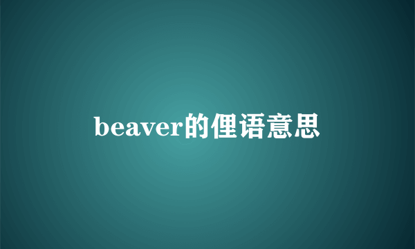 beaver的俚语意思