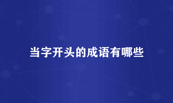 当字开头的成语有哪些